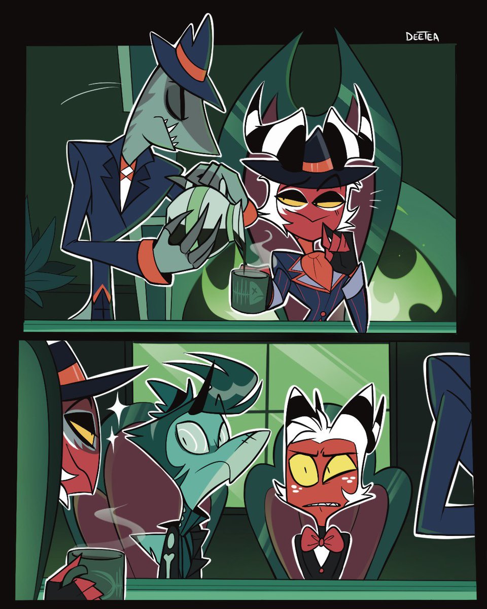 _deetea_'s tweet image. Something seems fishy🤨
(Still image version)
#CriminAle #HelluvaBoss #chaz #moxxie