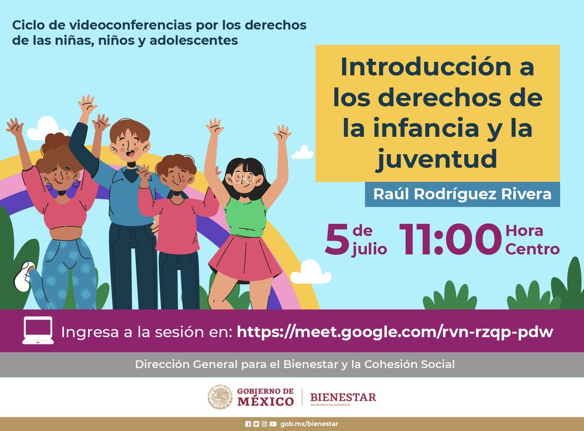 ComisionFomento's tweet photo. 1er. Ciclo de videoconferencias por los derechos #NNA  “Introducción a los derechos de la infancia y la juventud” #DGByCS @bienestarmx @luzrosalesestev 
🗓️Viernes 5 de julio de 2024. ⏰11:00 horas CDMX Acceso aquí: https://t.co/Zua9nqCbSt https://t.co/myWbpLr6RA