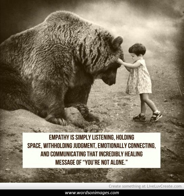 #Empathy is simply listening, holding space, withholding judgment, emotionally connecting, and communicating that incredibly healing message of "you're not alone." 

(image via <a href="/dindin6/">dindin</a>) #Alzheimers #dementia #quote