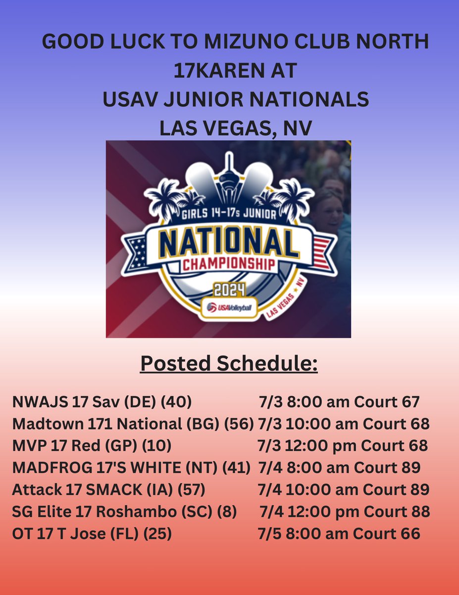 Good luck at Nationals this week!!
Click link for schedule: results.advancedeventsystems.com/event/PTAwMDAw…