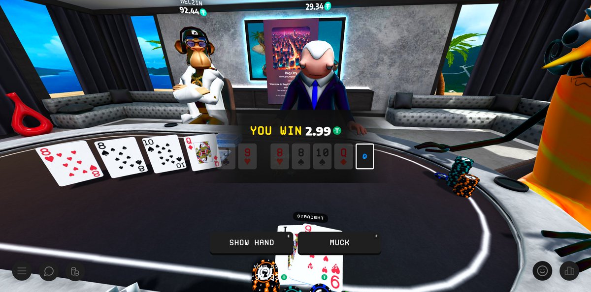 It's $BAG City Launch Day <a href="/DecentralGames/">Decentral Games</a> 🏙️

Load up your stack and play poker in various of venues with low/high cash game stakes 🤑

Compete amongst your degen friends in a variety of recognizable characters 🐵🧓🏻🥛🐧😹🐸

Chat command features for music + more soon!

Visit