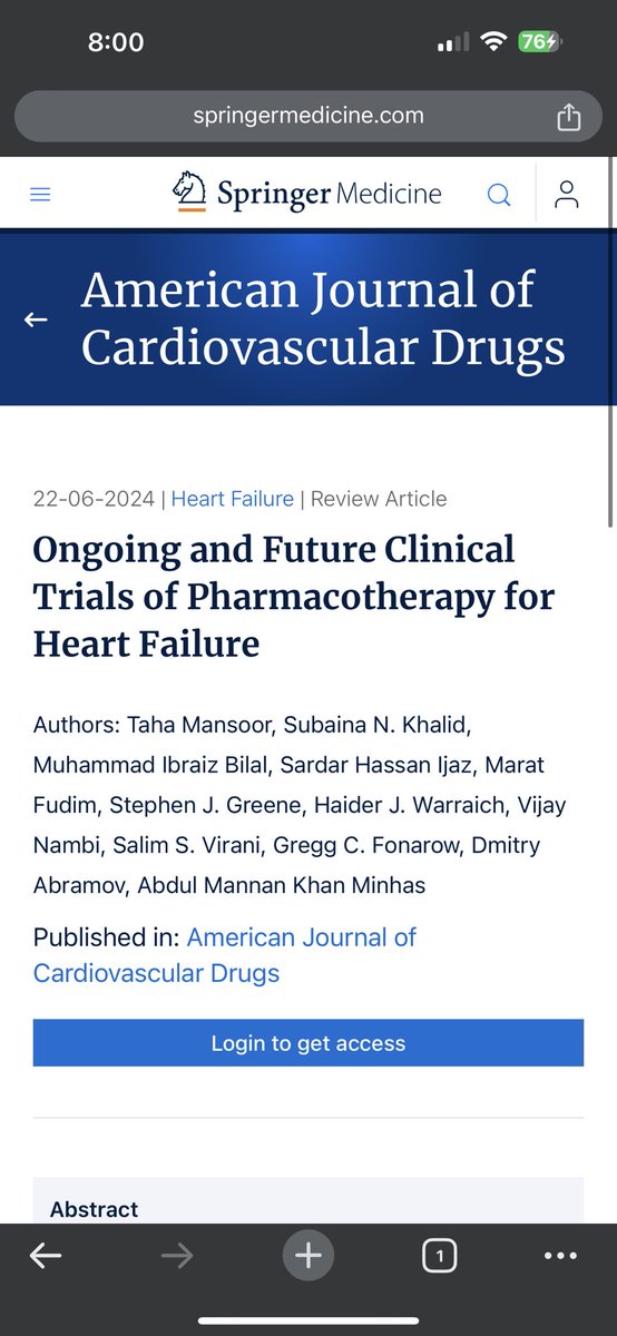 Ibraiz Bilal (@bilalibraiz) on Twitter photo Grateful contributing to the evolving world of heart failure with our review article in "American Journal of Cardiovascular Drugs” 🔥 A rundown of 119 studies on ongoing trials. <a href="/AbdulMannan5465/">Abdul Mannan Khan Minhas</a> <a href="/Tahamansoor95/">Taha Mansoor</a> <a href="/Subainakhalid/">Subaina Khalid</a> <a href="/virani_md/">Salim Virani</a>
springermedicine.com/heart-failure/…
<a href="/AHNIMres/">AHNIMres</a> #JACC Grateful contributing to the evolving world of heart failure with our review article in "American Journal of Cardiovascular Drugs” 🔥 A rundown of 119 studies on ongoing trials. <a href="/AbdulMannan5465/">Abdul Mannan Khan Minhas</a> <a href="/Tahamansoor95/">Taha Mansoor</a> <a href="/Subainakhalid/">Subaina Khalid</a> <a href="/virani_md/">Salim Virani</a>
springermedicine.com/heart-failure/…
<a href="/AHNIMres/">AHNIMres</a> #JACC