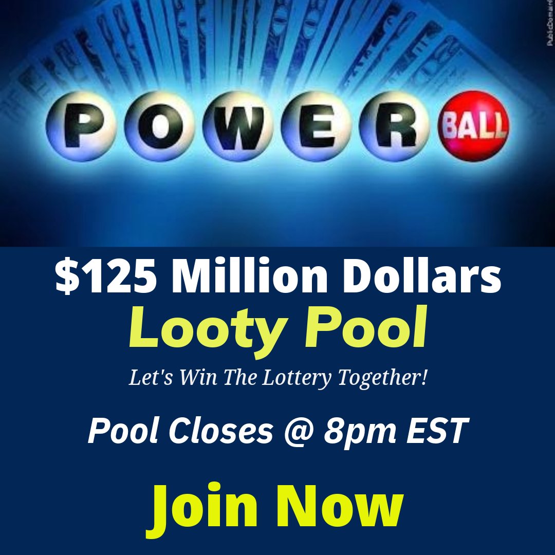 LootyPool's tweet photo. Powerball Don't Forget To Join Looty Pool Powerball Pool $125 Million Dollars For Tonight's Drawing! Powerball Pool Closes at 8pm EST. So Hurry! Share, Tell A Friend About Looty Pool. Let's Win The Lottery Together!  Download Looty Pool For IPhones: 
#powerball #megamilliion #jackpot #lottery #money
