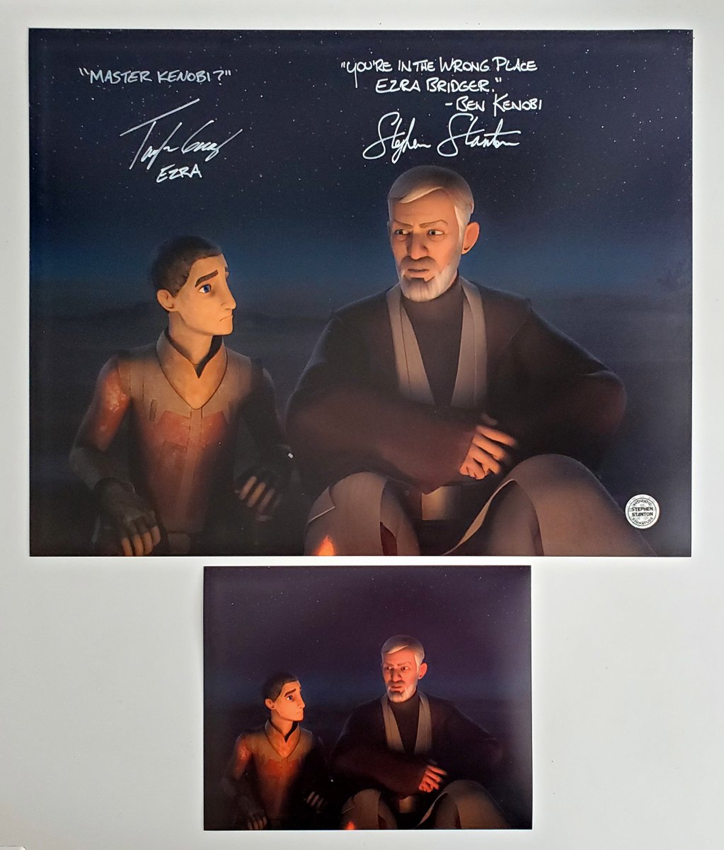 This🎇#4thofJuly🎆 #StarWars #Giveaway for a RARE X-large 16x20 Signed photo by Taylor Gray &amp; me from the #StarWarsRebels #ObiWan vs #Maul "Duel In The Desert"! To Enter Just Follow Me, RT, Like &amp; Reply why you like rebels!⚔️For more signed photos go to: stephenstantononline.com