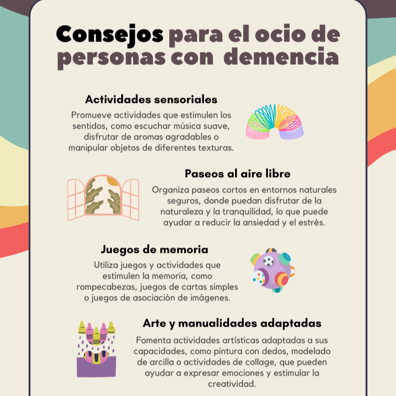 TipsCuidadores's tweet photo. Consejos para el ocio de personas con demencia.
#Infografia #Alzheimer #Demencia #Cuidador #EresCuidadorNoVíctima #TipsManejo

Sigan a @CRE_Alzheimer @crealzheimer @crealzheimer.salamanca https://t.co/O5cGrO73j4