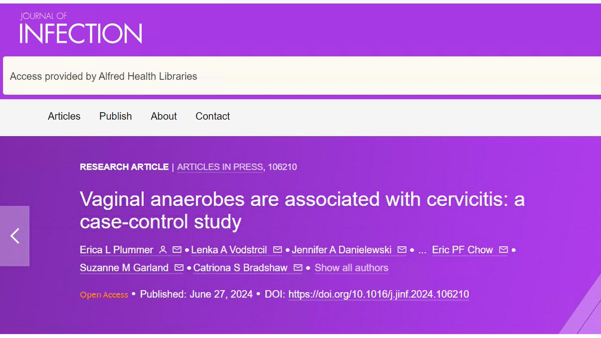 MSHC Research (@mshcresearch) on Twitter photo New paper in press from research fellow <a href="/ericalplummer/">Erica Plummer</a> in the Journal of Infection exploring the association of vaginal anaerobes with cervicitis: journalofinfection.com/article/S0163-…
@SHSOV <a href="/Alfred_Research/">Alfred Research Alliance</a> <a href="/Monash_FMNHS/">Monash Medicine, Nursing and Health Sciences</a> <a href="/MonashResearch/">Monash Research</a> <a href="/thewomens/">The Royal Women’s Hospital</a> <a href="/unimelbMSPGH/">Melbourne School of Population and Global Health</a> New paper in press from research fellow <a href="/ericalplummer/">Erica Plummer</a> in the Journal of Infection exploring the association of vaginal anaerobes with cervicitis: journalofinfection.com/article/S0163-…
@SHSOV <a href="/Alfred_Research/">Alfred Research Alliance</a> <a href="/Monash_FMNHS/">Monash Medicine, Nursing and Health Sciences</a> <a href="/MonashResearch/">Monash Research</a> <a href="/thewomens/">The Royal Women’s Hospital</a> <a href="/unimelbMSPGH/">Melbourne School of Population and Global Health</a>