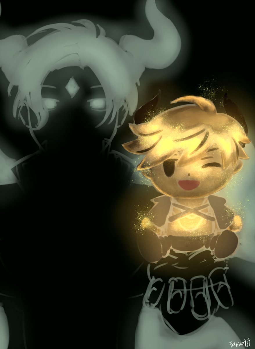 famia_illust's tweet photo. i may be the only one who didn't think of a single old man joke and just luci staring at you in the dark (+ goldmon, maybe not guaranteed to glow in the dark like this too) https://t.co/jLXQQgIonO