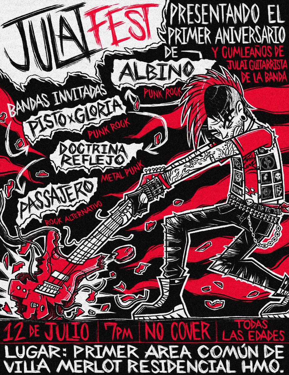 DaniDreamerART's tweet photo. 🇲🇽 Flyer que recientemente diseñé para la siguiente tocada que es por el aniversario de una pequeña banda mexicana de Punk Rock Albino Punx 🔥
🇺🇸 Flyer that I recently designed for the next little show that is for the anniversary of a small Mexican Punk Rock band Albino Punx 🔥 https://t.co/X19yUpuZb3