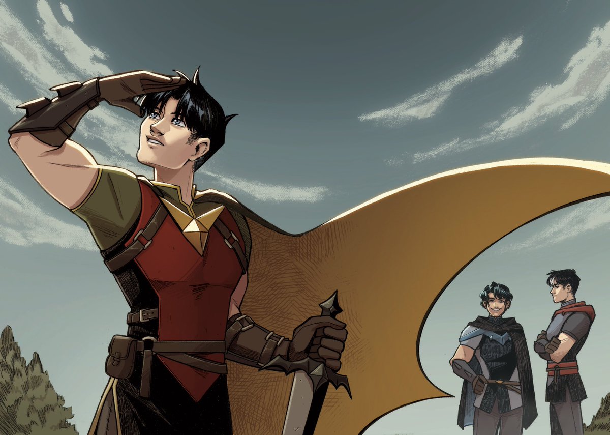 ChamiRyokuroi's tweet photo. Here’s one of my two entries for the @TimFlipZine a Dark Knights of Steel inspired Tim Drake piece, including Dick and Jason 🤭 there’s still leftover sales for the zine so go and check it out! https://t.co/lIhTaDuFbH