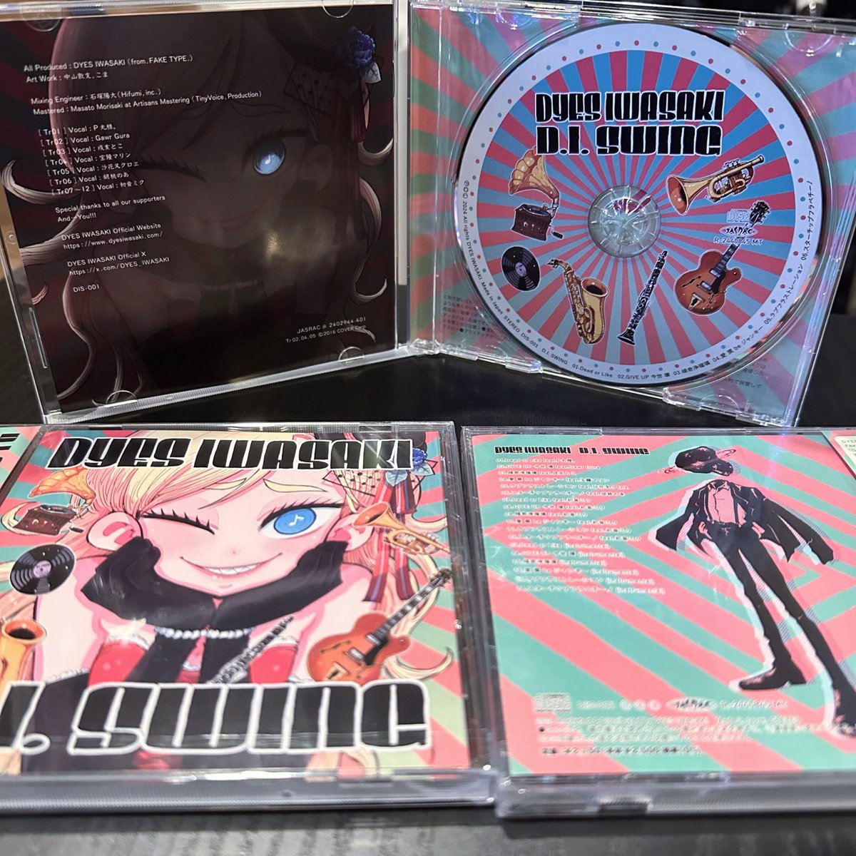 DYES_IWASAKI's tweet image. 【アルバム発売!!】
7/3 発売!DYES IWASAKIの4th ALBUM「D.I. SWING」をリリースしました!
🔽歌唱参加
#戌亥とこ #GawrGura #胡桃のあ #沙花叉クロヱ #P丸様。 #宝鐘マリン #初音ミク
🔽CD購入はこちら
dyesiwasaki.booth.pm/items/5550861
🔽streaming
linkco.re/NmyQFQ4b
#DYESIWASAKI #DISWING