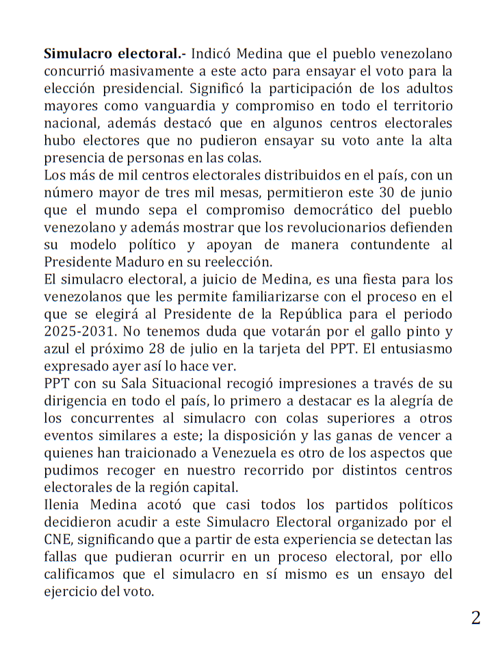 pptenlinea's tweet photo. Ilenia Medina: Con alegría se logró el objetivo del Simulacro

Organizado por CNE, Simulacro electoral fue todo un éxito en todo el país, destacando organización del Poder Electoral, presencia de partidos y electores

#DeCalleMaduroPresidente #PPT 

https://t.co/dh1jXhMOCT https://t.co/AVAgrnaK4O