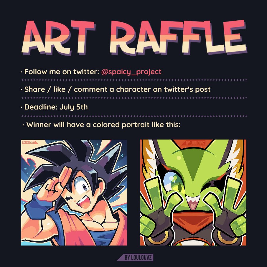 Spaicy_Project's tweet image. · Follow me on twitter: @spaicy_project

· Share / like / comment a character on this post

· Deadline: July 5th

 · Winner will have a colored portrait like this: