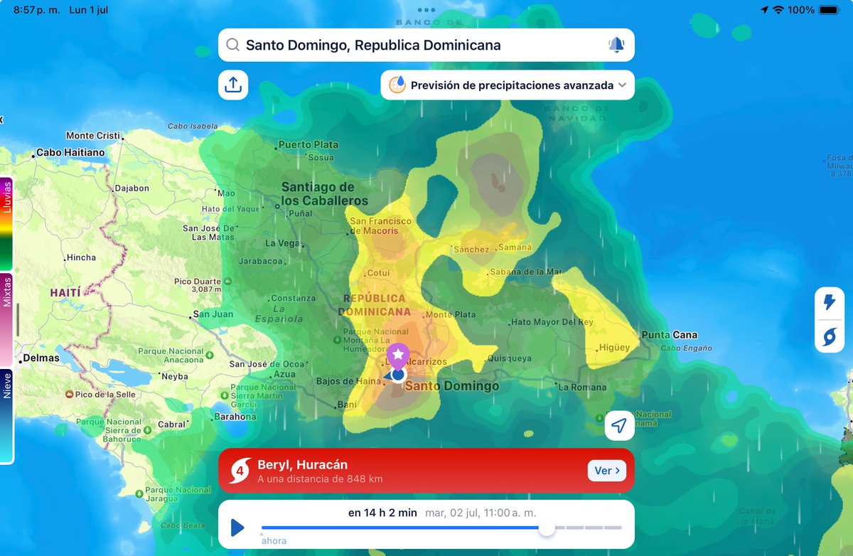 Osirisdleon's tweet photo. Desde las 10:00am de este martes tendremos lluvias importantes sobre Santo Domingo y otras áreas del país, pero en la noche tendremos muchas lluvias sobre Neiba, Duvergé, Barahona, Paraíso, Enriquillo, Juancho, Oviedo, Cabo Rojo, Pedernales, Azua, Baní, Santo Domingo, MPlata….. https://t.co/K3IzZgZw0N