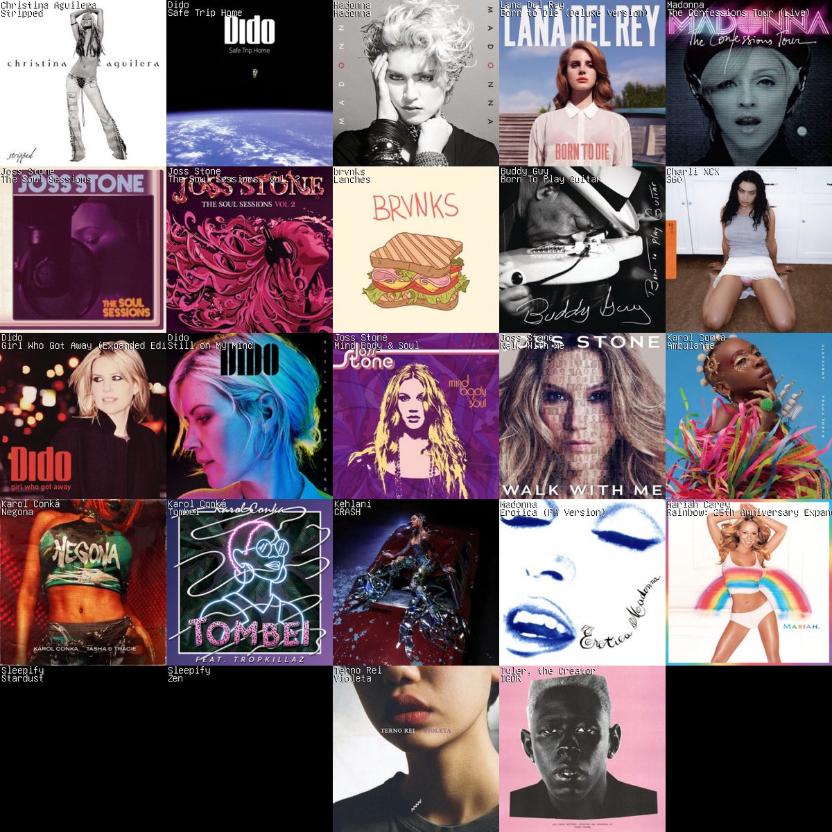 magnohmartins's tweet photo. @Madonna @didoofficial @xtina @AvrilLavigne Meu #TapMusic de Junho (super vergonhoso, pois foi o mês que menos ouvi música) https://t.co/NXYIP2TSJY