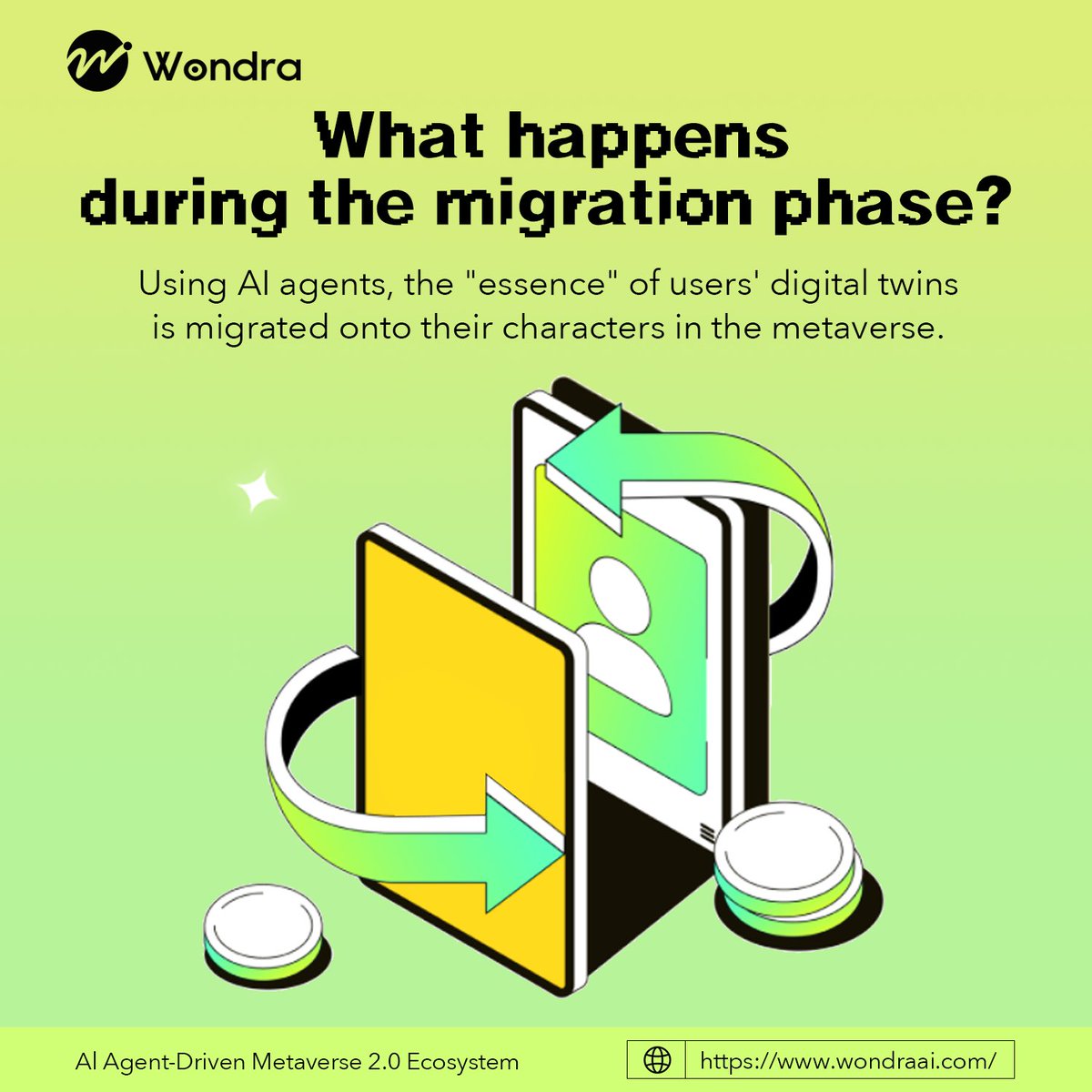 Wondra_AI's tweet photo. 🦋The migration phase is the process where a digital twin transforms from a cocoon into a butterfly

💡The data generated during training will be used by AI agents to meticulously craft the metaverse character from appearance to soul, creating a unique #metaverse experience https://t.co/gagWfDTRV6