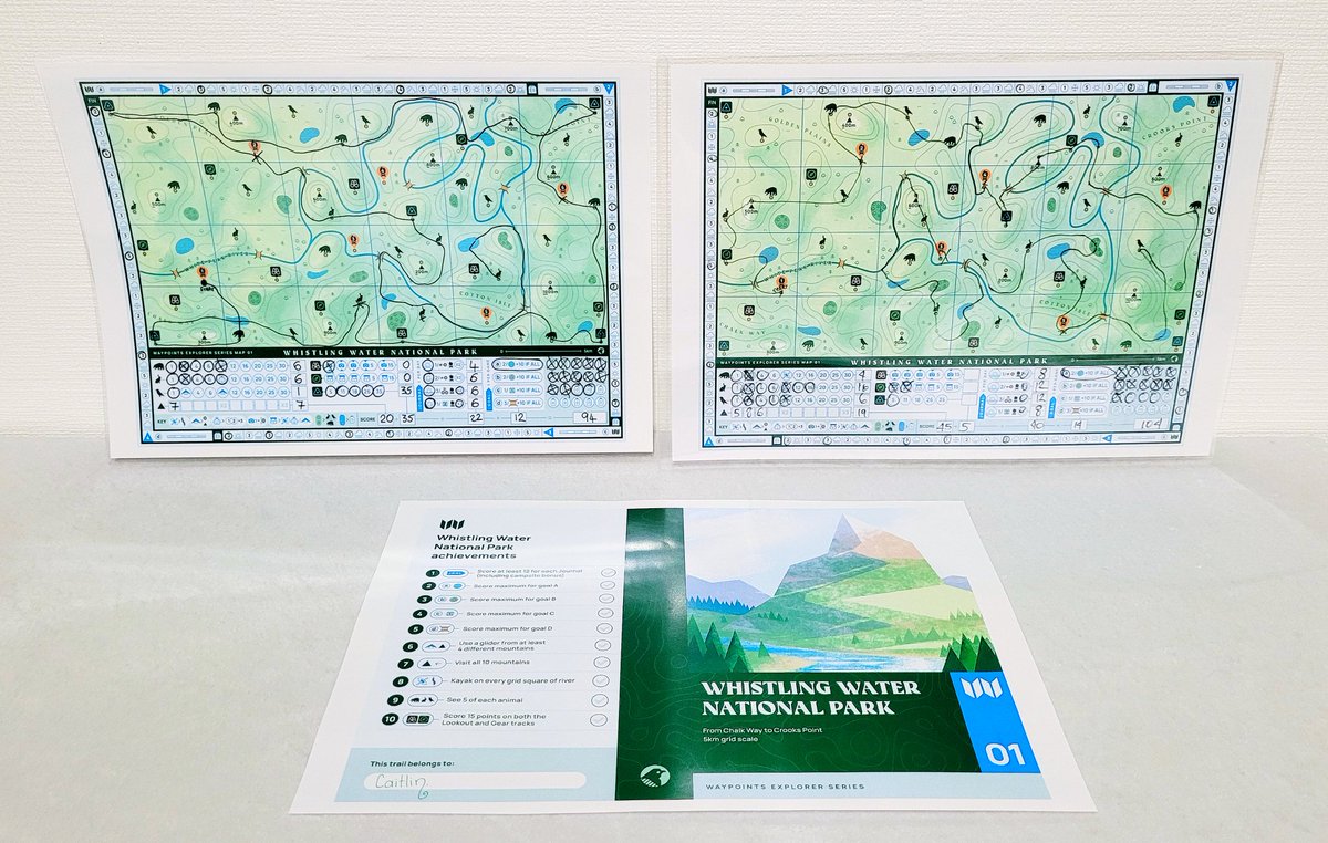 Caitlin Ernest. (@caitlinernest) on Twitter photo Waypoints is a phenomenal print & play game.
Dice rolls decide the weather: this determines how many contour + grid lines you can cross. Visit a landmark or see an animal to earn benefits & points.
I highly recommend this!
@wookiebait <a href="/wisegoldfish/">Matthew Dunstan</a>
<a href="/postmarkgames/">Postmark Games</a> #ボードゲーム Waypoints is a phenomenal print & play game.
Dice rolls decide the weather: this determines how many contour + grid lines you can cross. Visit a landmark or see an animal to earn benefits & points.
I highly recommend this!
@wookiebait <a href="/wisegoldfish/">Matthew Dunstan</a>
<a href="/postmarkgames/">Postmark Games</a> #ボードゲーム