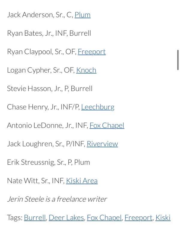 ryanbates417's tweet image. Appreciative to have earned some post-season recognition. Post-Gazette WPIAL 3A-3 All-Section (1st team). Valley News Dispatch All-Star selection (2nd team). Lots of good players out there!
