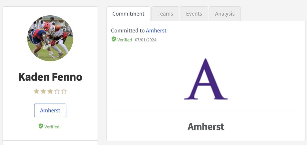 dkaplan46's tweet photo. Really busy day for @AmherstMLAX who pick up four excellent 2025's.

A duo at LSM &amp; a duo at the FO X.
LSM's
Dutch Lohnes, 4-Star, @NextLevelLax
Oliver Pritchard @TaftBVLax/@PrimeTimeLax08 

FO
Kaden Fenno, 3-Star, @WestCoastStarz
Dylan Kelleher, @Bulls_Lacrosse/@WestCoastStarz https://t.co/UxC0e4ihY7