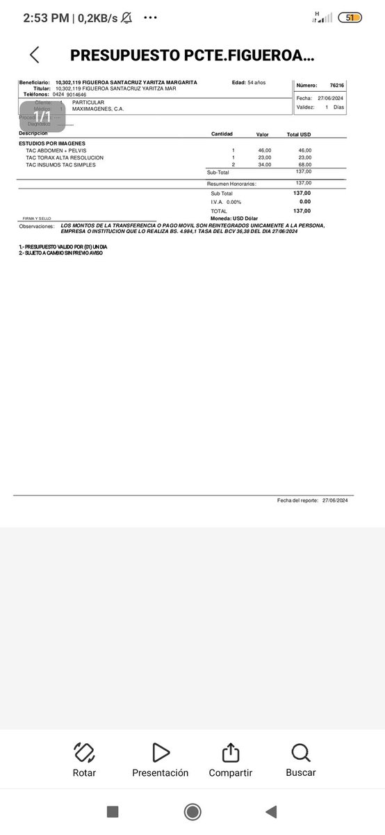 🆘🆘Mi mamá continúa hospitalizada,  está delicada, por favor necesitamos hacerle dos tomografías urgente y cubrir muchos gastos. Por favor acá pueden colaborar 0102 04249014646 10302119 paypal.me/yaritza70 Zelle al privado. Gracias