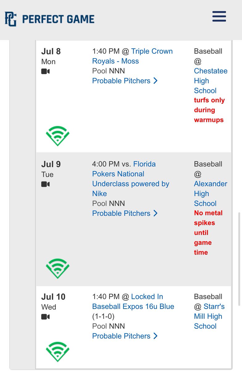 My 16u WWBA schedule.
<a href="/DiamondDevilsBB/">Diamond Devils BB</a> 
<a href="/PerfectGameUSA/">Perfect Game USA</a>