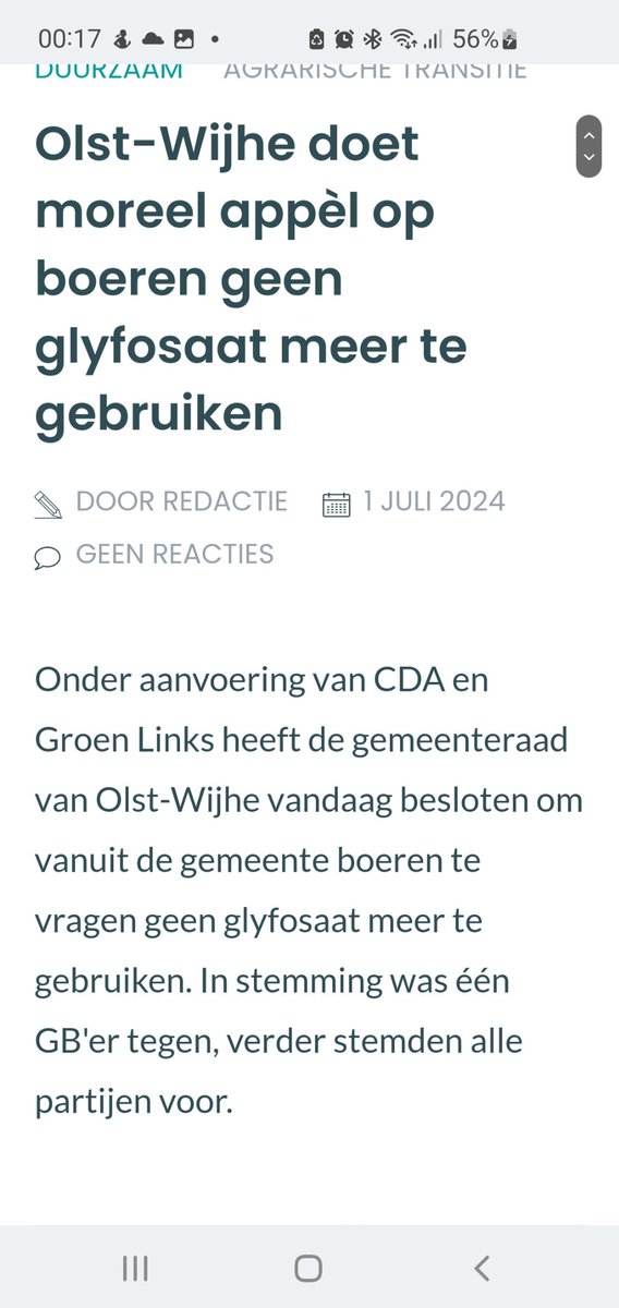 Vandaag onze algemene beschouwingen gemeente Olst-Wijhe,  onze motie ingediend met GL
En aangenomen met 15 voor 1 tegen