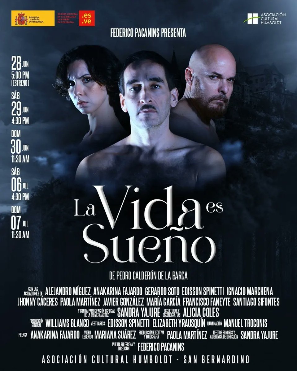 Aún tienen dos oportunidades más de disfrutar este maravilloso clásico del Siglo de Oro español, que llega a nuestra ACH con el apoyo de la Embajada de España en Venezuela – <a href="/EmbEspVenezuela/">EmbEspVenezuela</a> – 🎭🎊

• Sábado 06/07 - 4:30 p.m.
• Domingo 07/07 - 11:30 a.m.

<a href="/CulturaES_VE/">Cultura España-Vzla</a>