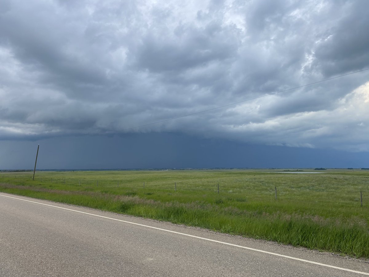 Heads up at 7:39pm july 1st Veteran to Consort. Another fast moving strong system that is not warned but producing big winds and downpours coming from the north #abstorm