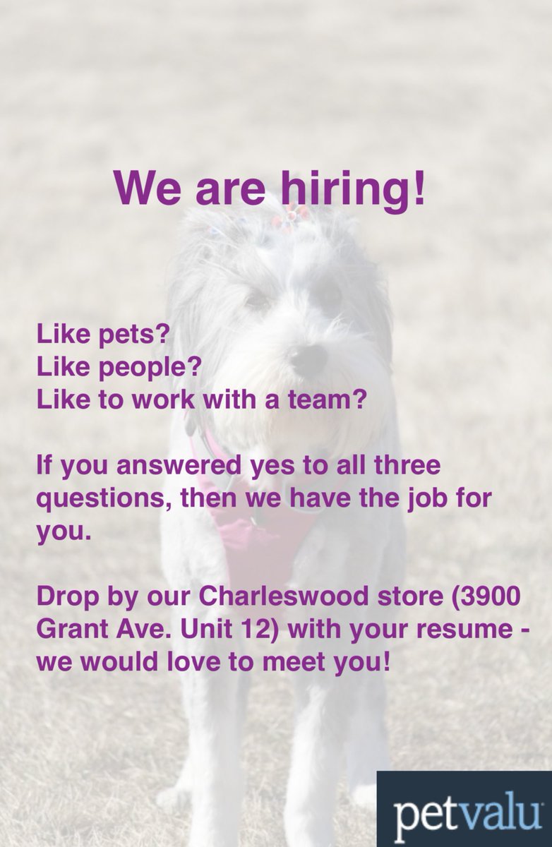 Pet Valu Charleswood &amp; Tuxedo are hiring!  I may be biased but they are a great team. Please share.
#winnipegjobs #204 
#winnipeg