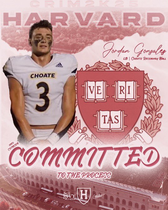 Jordan Gonzalez (@jordangonz25) on Twitter photo 100% COMMITTED TO HARVARD! <a href="/HarvardFootball/">Harvard Football</a> #AGTG
Thank you to all my coaches, friends, and family for the consistent support.
<a href="/Coach_Aurich/">Andrew Aurich</a> <a href="/ScottLarkee/">Scott Larkee</a> <a href="/Coach_Joel_Lamb/">Joel Lamb</a> <a href="/MicFein/">Mickey Fein</a> <a href="/CoachJimJackson/">Jim Jackson</a> <a href="/coach_spinnato/">Coach Spinnato</a> <a href="/CRHFootball/">Choate Rosemary Hall Football ๐</a> <a href="/iTonioRobinson/">Antonio Rob</a> 100% COMMITTED TO HARVARD! <a href="/HarvardFootball/">Harvard Football</a> #AGTG
Thank you to all my coaches, friends, and family for the consistent support.
<a href="/Coach_Aurich/">Andrew Aurich</a> <a href="/ScottLarkee/">Scott Larkee</a> <a href="/Coach_Joel_Lamb/">Joel Lamb</a> <a href="/MicFein/">Mickey Fein</a> <a href="/CoachJimJackson/">Jim Jackson</a> <a href="/coach_spinnato/">Coach Spinnato</a> <a href="/CRHFootball/">Choate Rosemary Hall Football ๐</a> <a href="/iTonioRobinson/">Antonio Rob</a>