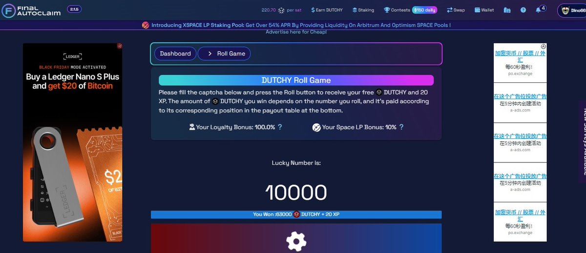 Today I am so Good lucky : You Won :63000  DUTCHY + 20 XP
Join now:
autofaucet.dutchycorp.space/?r=dino66