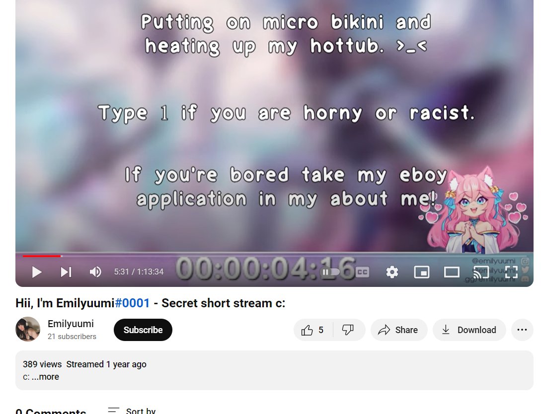 countingbellamy's tweet photo. this is literally still up on her youtube? @vodkadgoat @Emilyuumi https://t.co/YBQQjP5GFr