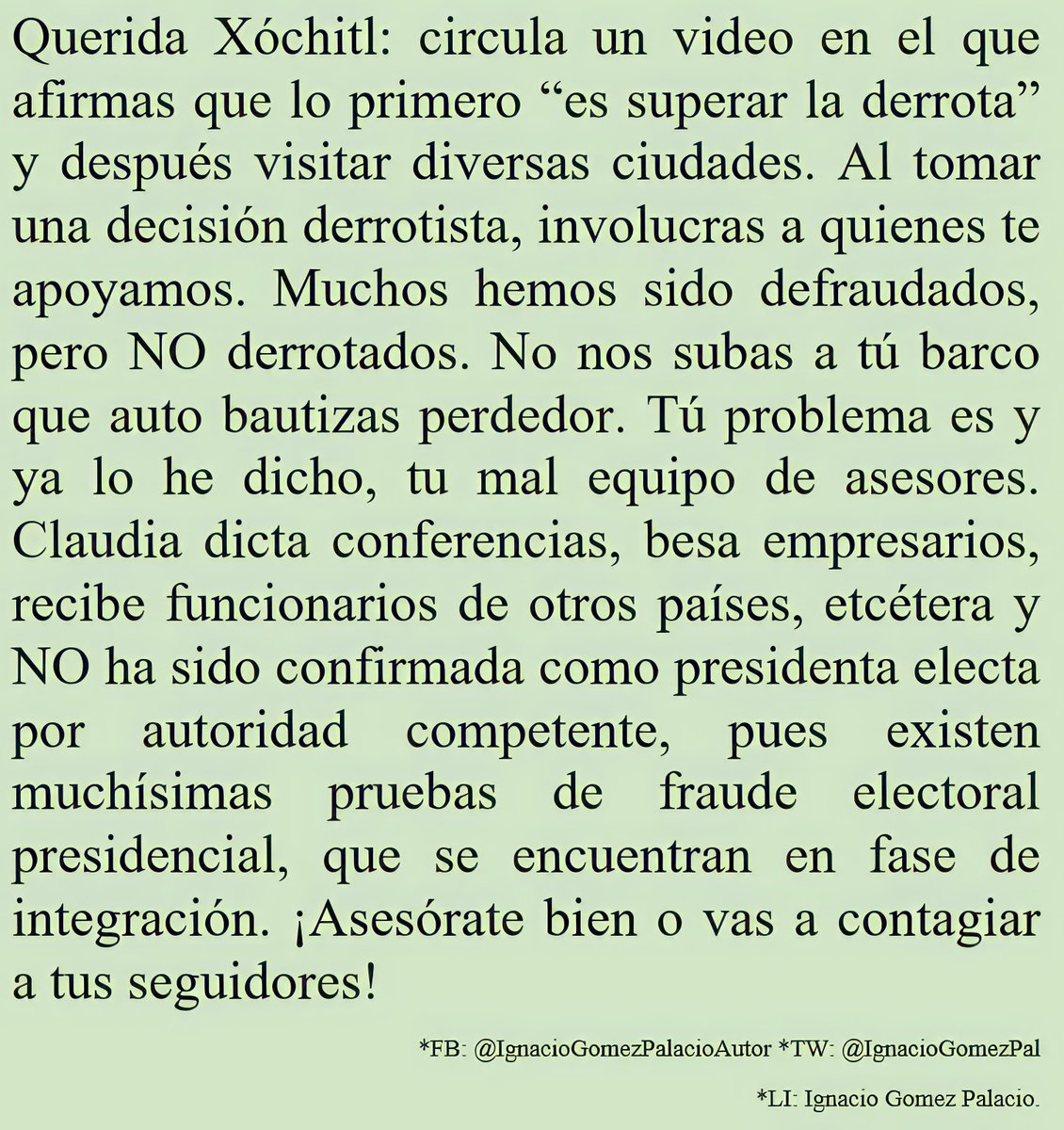 IgnacioGomezPal's tweet photo. #XochitlGalvez #superarladerrota https://t.co/zMsQ0uJlUT