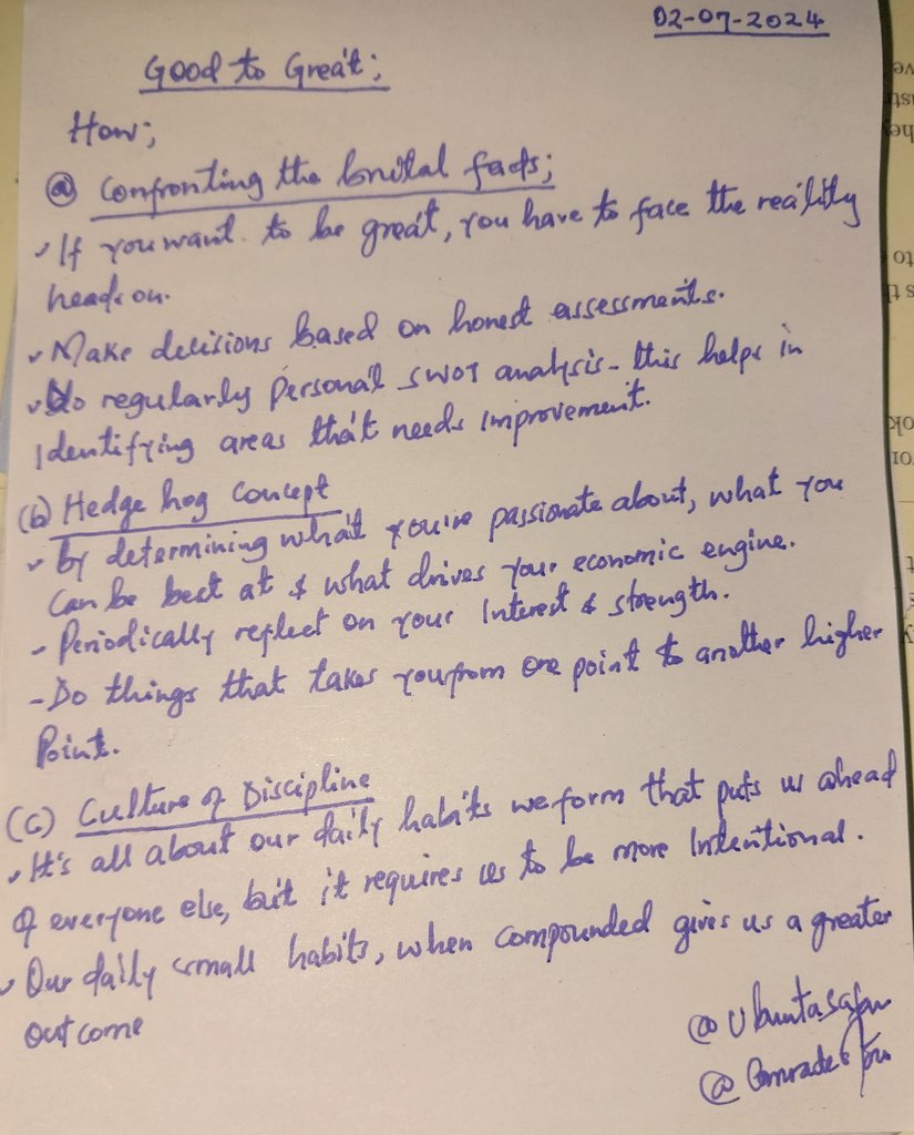 AmNjogah's tweet image. #GoodToGreat

"Greatness is not a function of circumstance. Greatness, it turns out, is largely a matter of conscious choice and discipline." - Jim Collins 
@Comrade_Otoa @SafariUbuntu #5amReflection 
Good morning
