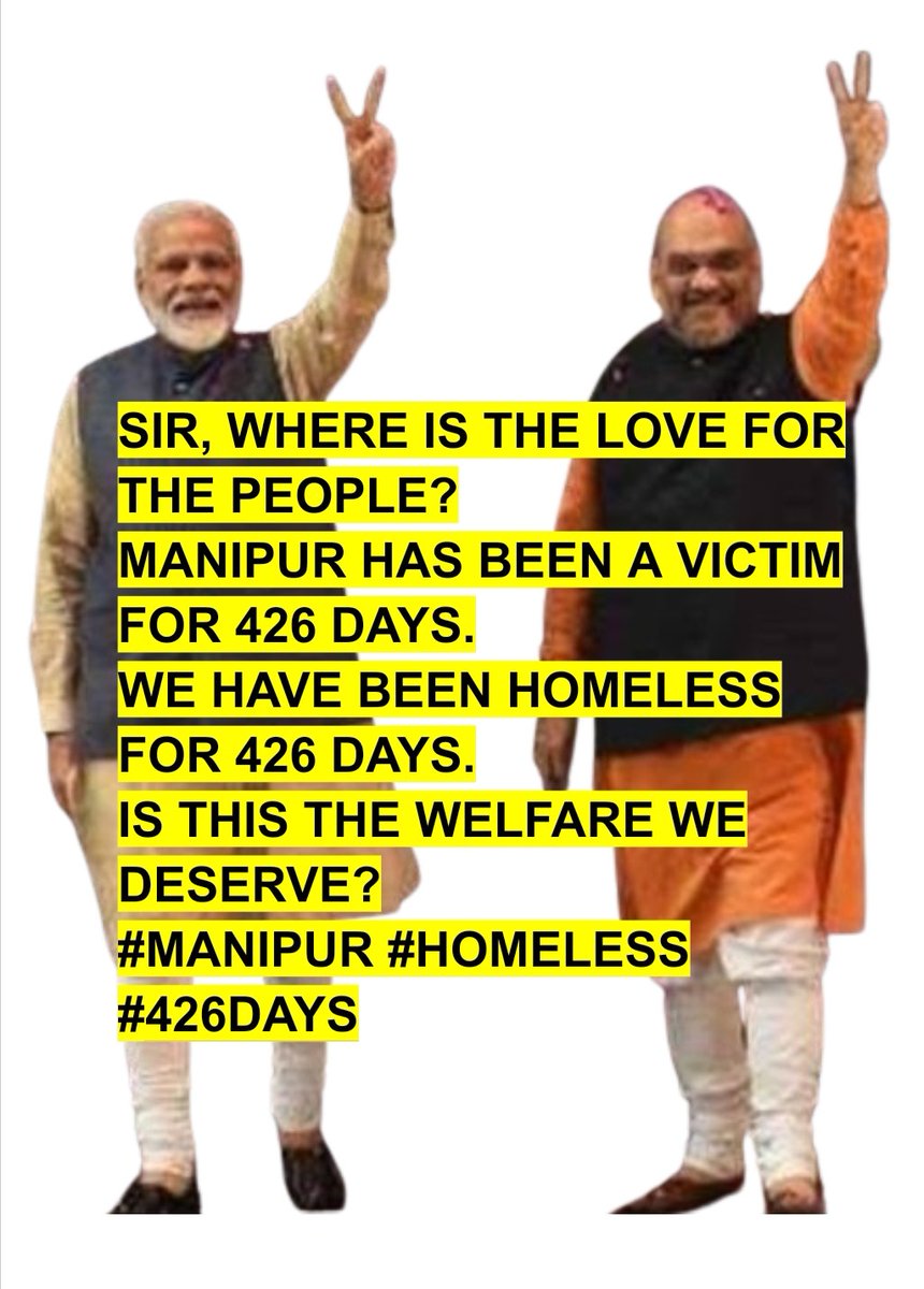 BrotherPeace23's tweet photo. SIR, YOU TOOK AN OATH TO SAFEGUARD AND ENSURE THE WELFARE OF THE PEOPLE. WE HAVE BEEN HOMELESS AND LIVING IN A RELIEF CAMP FOR 426 DAYS IN MANIPUR.
IS THIS WHAT YOU CALL WELFARE? #HOMELESS #RELIEFCAMP #426DAYS
@narendramodi @AmitShah @NBirenSingh @aajtak @ndtv @UNHumanRights https://t.co/Kkr2mFAplU
