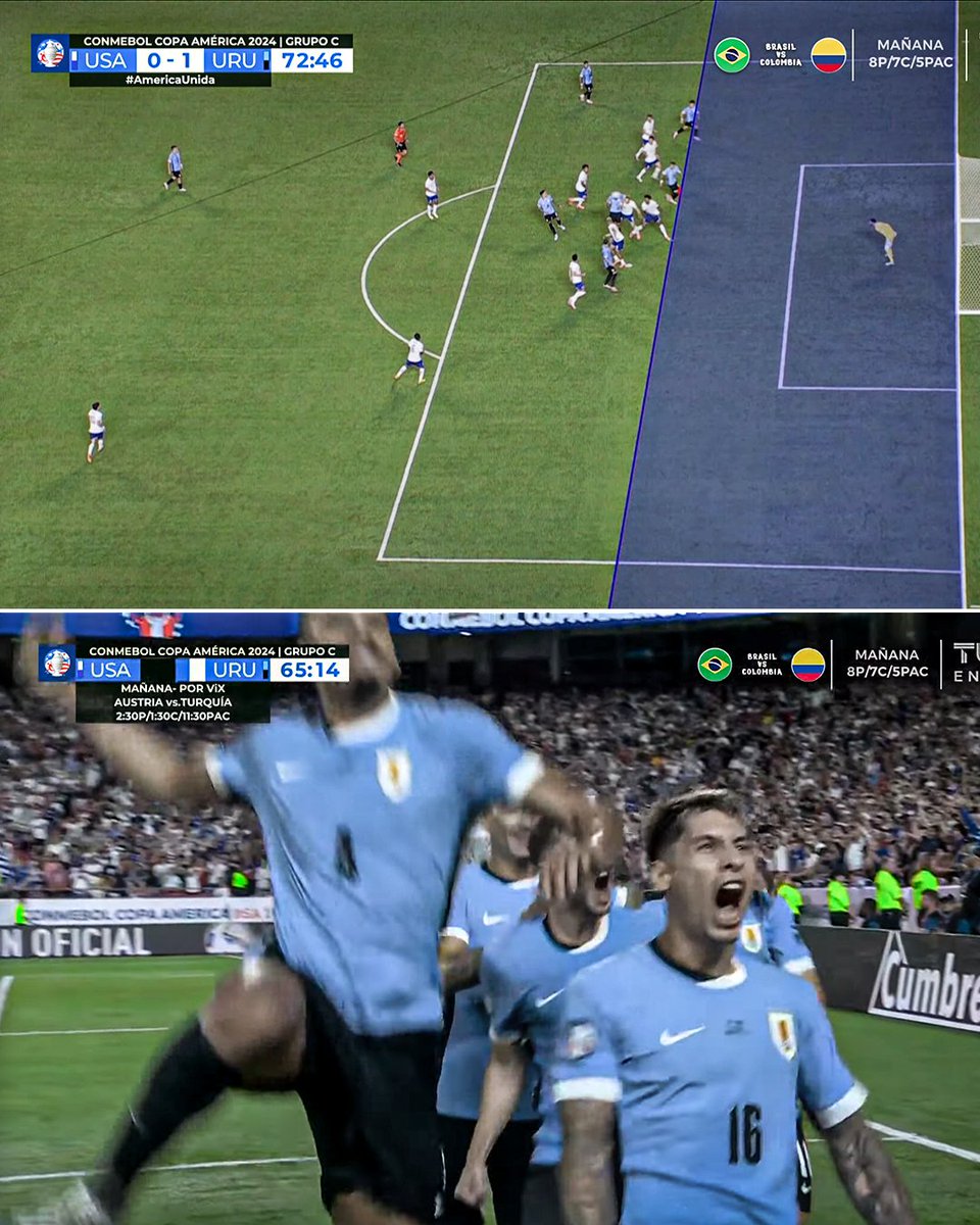 ESPNFC's tweet photo. The VAR image of the offside check on Uruguay's goal vs. the USMNT 😮 https://t.co/bKAQkSEoHT