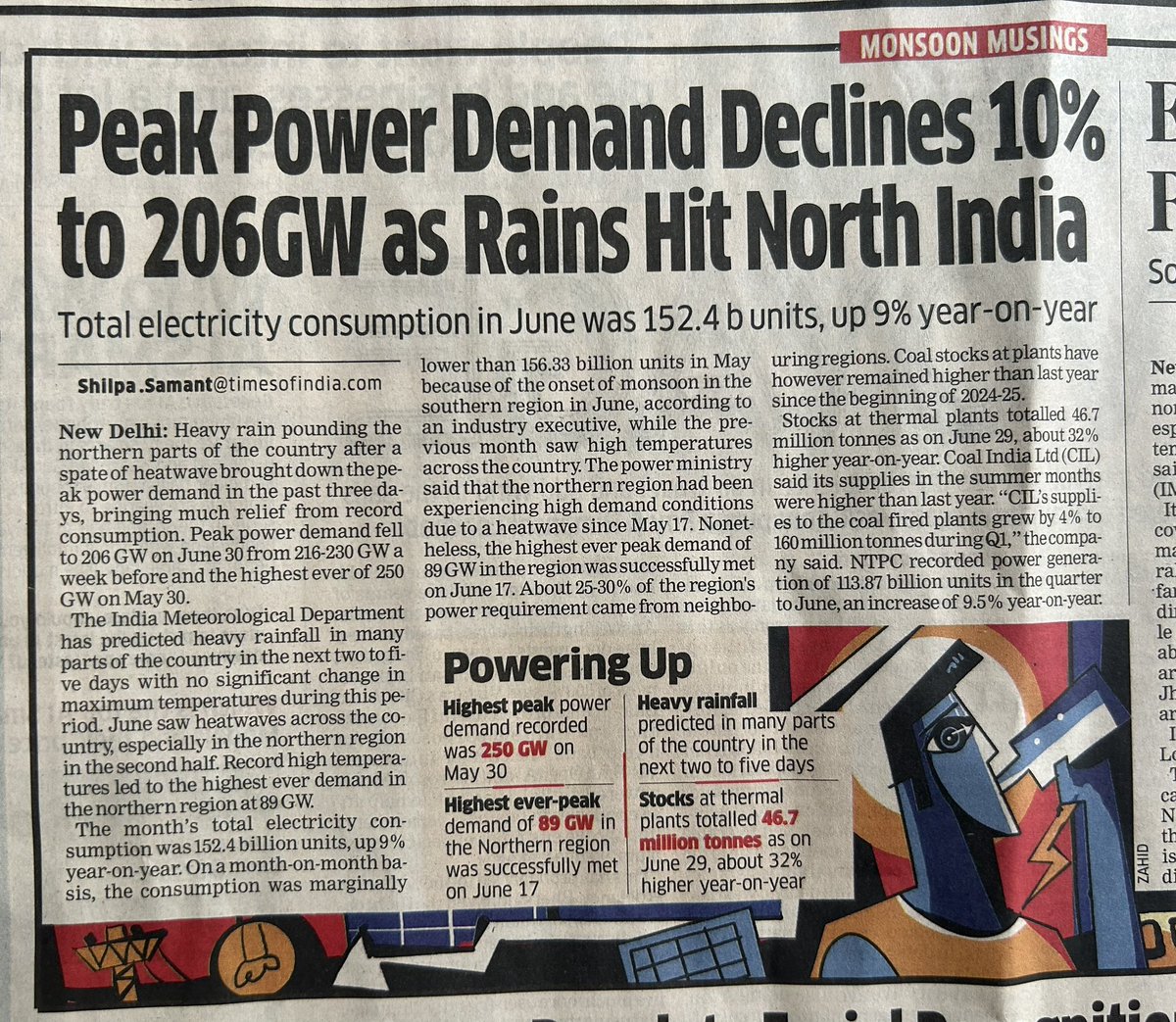 Shravan (@shravansampath) on Twitter photo Interesting story by <a href="/shimonasamant/">Shilpa Samant</a> in ET on the massive decline in power demand. How challenging it must be to manage a vastly varying load profile like this.Fine print - coal stocks are 30% higher than they were in the previous year,thanks to <a href="/RajKSinghIndia/">R. K. Singh</a> ‘s incessant effort Interesting story by <a href="/shimonasamant/">Shilpa Samant</a> in ET on the massive decline in power demand. How challenging it must be to manage a vastly varying load profile like this.Fine print - coal stocks are 30% higher than they were in the previous year,thanks to <a href="/RajKSinghIndia/">R. K. Singh</a> ‘s incessant effort