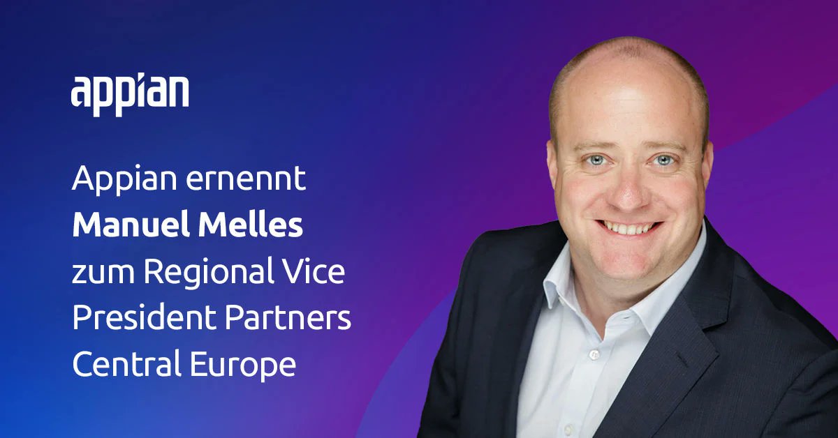 AppianDE's tweet image. 🙌 Appian hat Manuel Melles zum Regional Vice President Partners Central Europe ernannt. In dieser Position wird er ab sofort das Partner-Ökosystem von Appian in Deutschland, Österreich, und Schweiz verantworten, um Kunden mit KI-gestützter #Prozessautomatisierung bei der…
