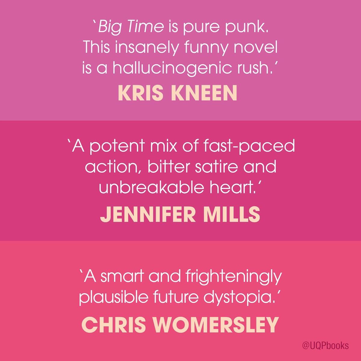 🎸 My first novel, BIG TIME, is out in the world today through @UQPbooks –  available online, at your favourite bookstore, and in audiobook and ebook  form! 👁️