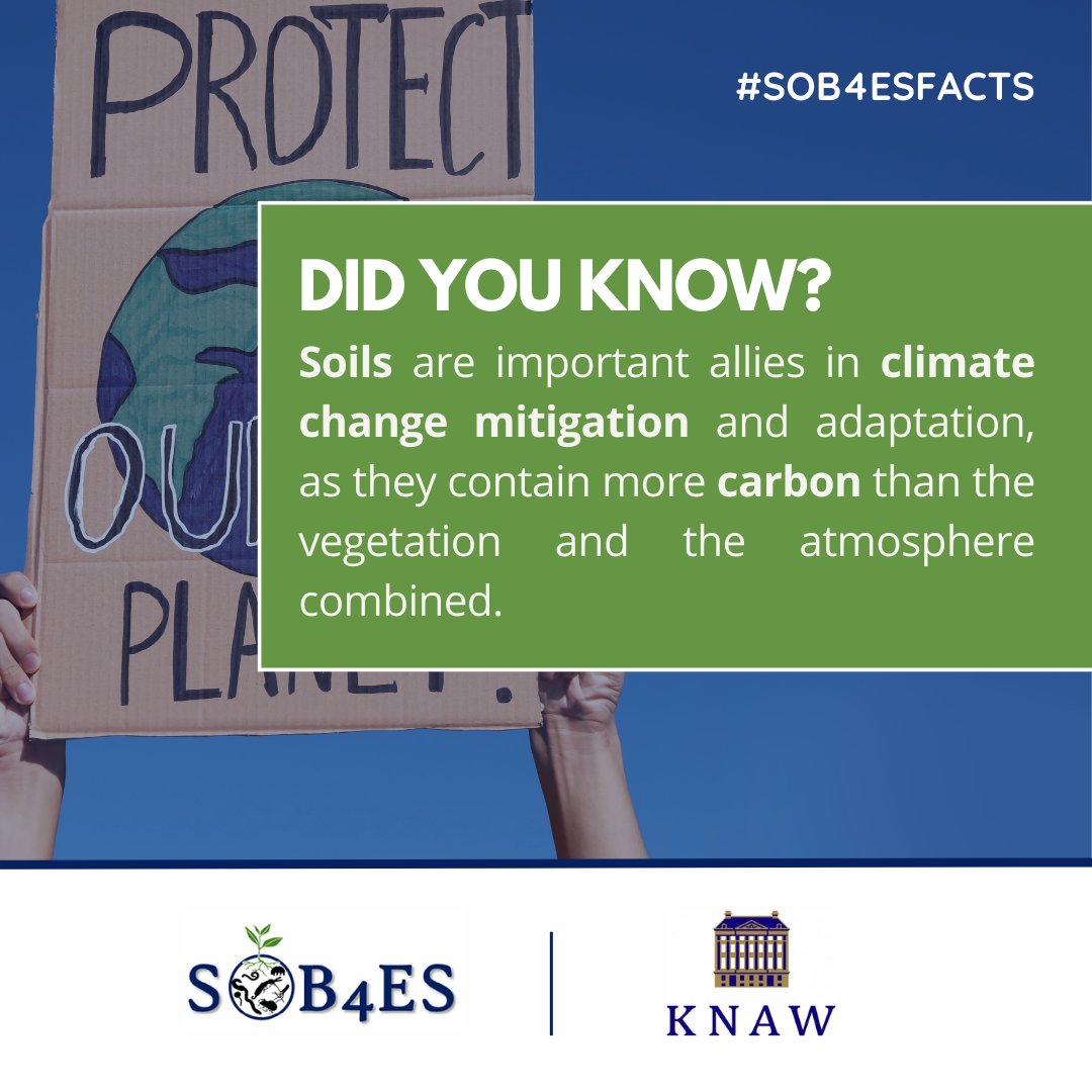 💡 Did you know that soils play a crucial role in tackling #climatechange?  They store more carbon than all the vegetation and the atmosphere combined, making them key allies in our efforts to mitigate and adapt to climate change. 

#MissionSoil #SoilHealth #SoilBiodiversity