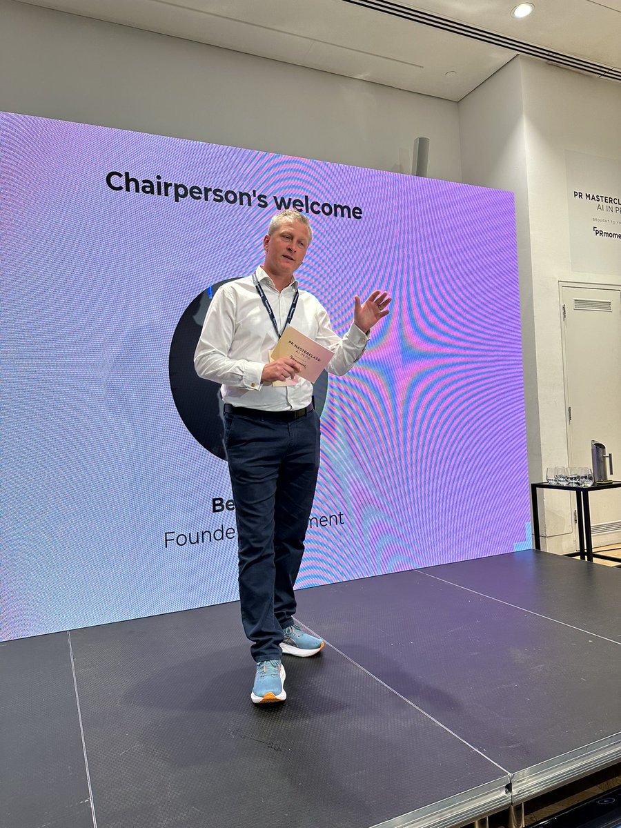 Looking forward to what’s going to be a great day. <a href="/therealprmoment/">PRmoment</a>’s Ben Smith opens proceedings for the AI in PR Masterclass. A wonderful line up of experts and brilliant speakers. Buckle up!  #AIinPR