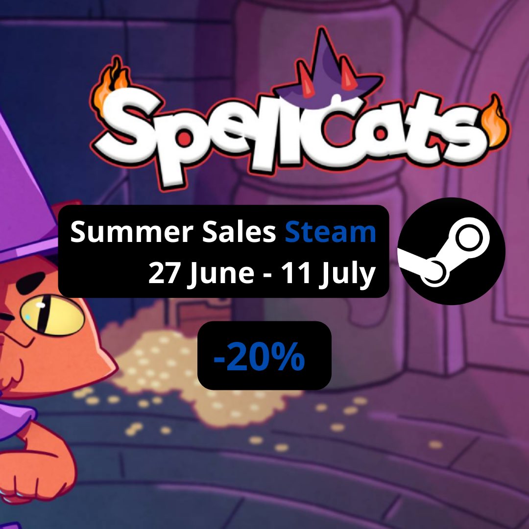pdpartidagames's tweet image. Si eres más de #rogueline, ‘Spellcats’ es tu juego. Ya en #Summersales en Steam y Epic Games, compite con tus cartas llenas de gatitos con poderes y salva a Nekos.
¡Miau! 😸