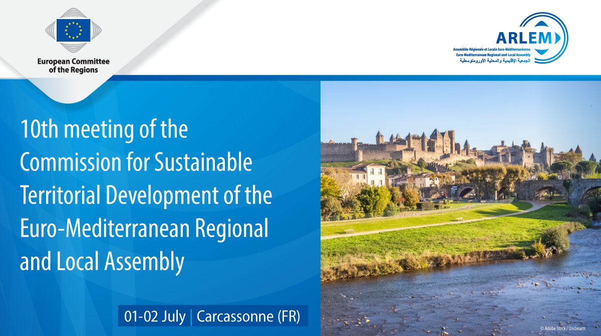 European Committee of the Regions (@eu_cor) on Twitter photo Carcassonne welcomes the #ARLEM Commission meeting! On the agenda:
🔹 Sustainable energy transition for the Mediterranean
🔹 EU Water Strategy
🔹 Mediterranean capitals of culture and dialogue
💻 europa.eu/!xjDmVD
<a href="/tzitzikostas/">Apostolos Tzitzikostas</a>
<a href="/andreviola11/">Viola Andre</a>
<a href="/franckproust/">Franck Proust</a> Carcassonne welcomes the #ARLEM Commission meeting! On the agenda:
🔹 Sustainable energy transition for the Mediterranean
🔹 EU Water Strategy
🔹 Mediterranean capitals of culture and dialogue
💻 europa.eu/!xjDmVD
<a href="/tzitzikostas/">Apostolos Tzitzikostas</a>
<a href="/andreviola11/">Viola Andre</a>
<a href="/franckproust/">Franck Proust</a>