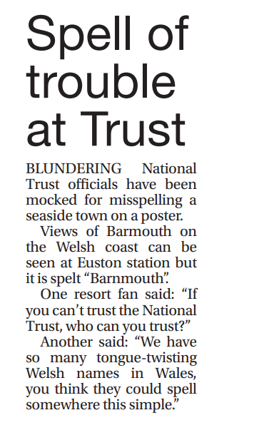 As Head of Blundering National Trust Officials in this case, I apologise. Thanks for pointing out the error, Daily Star.