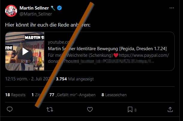 Walnusskipferl's tweet photo. @GRAWRostock Der Berufsschnorrer #Sellner bettelt mit seinem Quatsch bei der Neonazi-Sause "pegida" Dresden #dd0107, den auch ein NPD-Depp nach dem fünften Bier raushauen könnte, um Geld. 🤣 https://t.co/mUX9DPlEHp