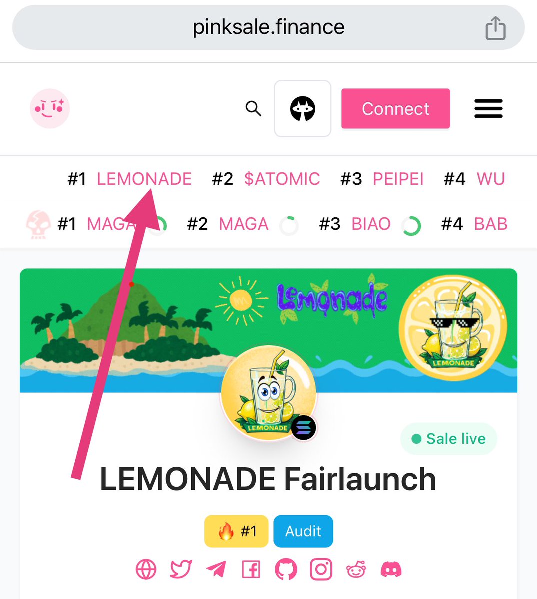 New Trend $LEMONADE.

You missed $BEER, you missed $WATER, dont miss out $LEMONADE

☄️Join us: t.me/lemonade_sol

⏰Presale End: 2024-07-03 / 16:00 UTC

🟢Max Buy 5 #Sol 

🌸Buy on Pinksale
pinksale.finance/solana/launchp…

#Solana #Wif #Slerf #Myro #Meme #MemeCoinSeason2024