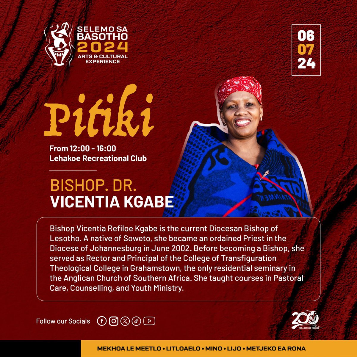 selemosabasotho's tweet photo. THE COUNTDOWN BEGINS🚨🚨🚨
We are now 3 days away from the Inaugural Selemo Sa Basotho Pitiki.
Bo ‘M’e join us for an enriching exchange and cultural celebration with our wonderful line up of speakers.
Basali, taoana li mesana!
#pitiki
#selemosabasotho
#selemosabasotho2024 https://t.co/5Ba4pcc61m