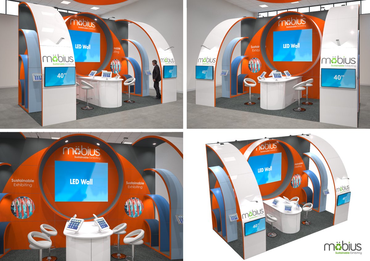 Sustainability is key to a successful ongoing exhibition campaign. Using a stand that can be adapted, reconfigured and developed for various spaces and requirements is essential. möbius ticks all those boxes and more. #sustainable #exhibition #solutions