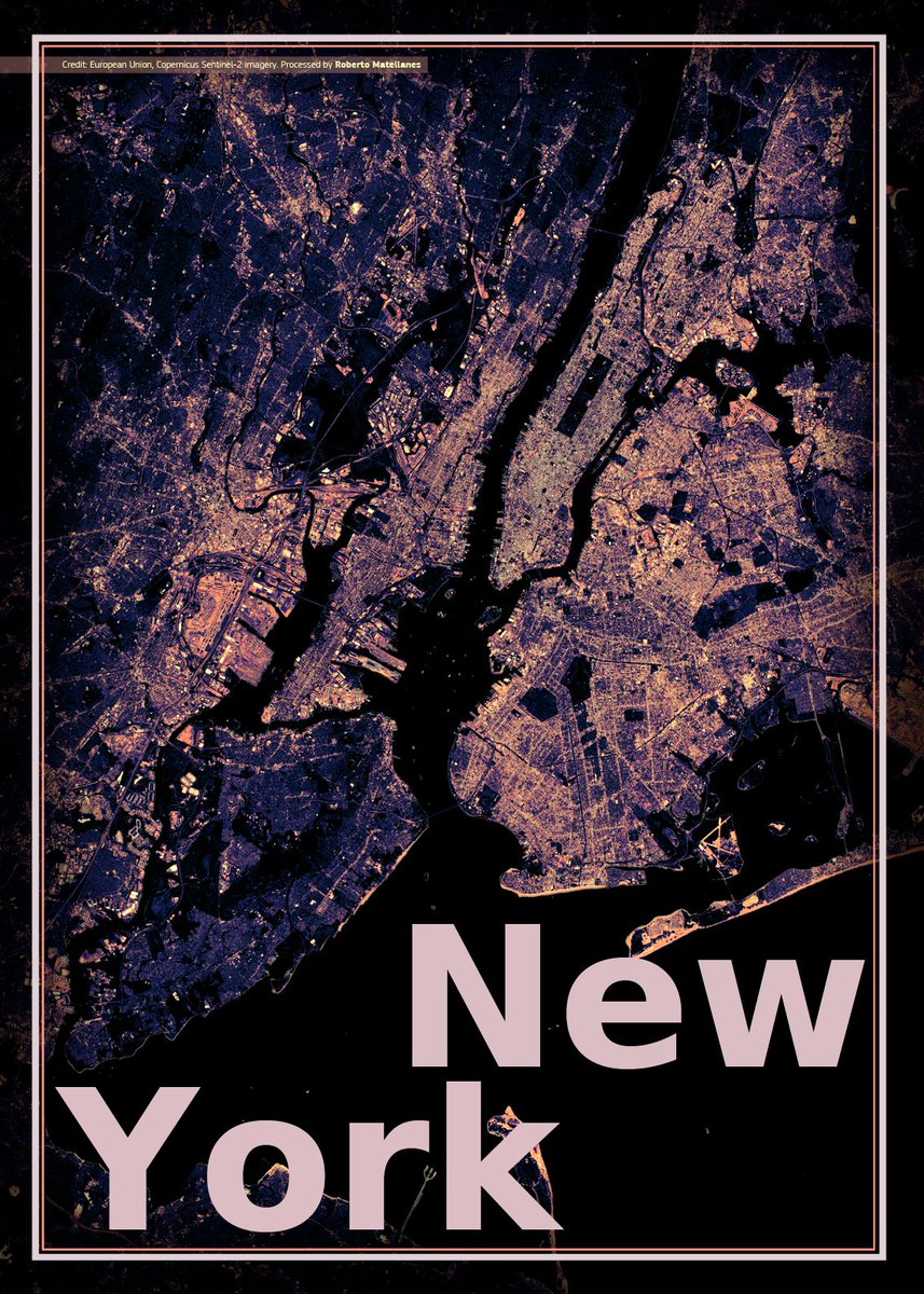 Srobinger's tweet image. Hoy el #PostEarth 🗺️🌍  de #NewYork usando el índice #NDBI de #Copernicus #Sentinel2🛰️ y dedicado a @Lorelailo_lailo 🩷

#eARTh #map #remotesensing #deledetección