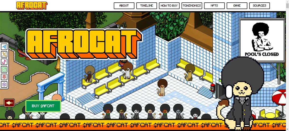 Web3Kari's tweet photo. AfroCat is a meme token inspired by the 2006 "Pool's Closed" movement. Combining cultural heritage with crypto, it's the first cat culture coin. Featuring tokenomics, NFTs, and a Play2Earn game, it offers a unique digital experience.
#Crypto #NFTs #Play2Earn #AfroCat https://t.co/bZKlwVEUhe