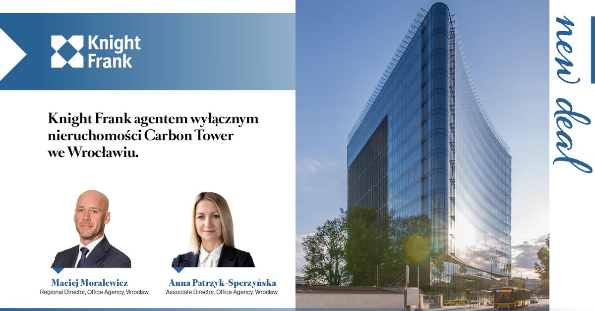 KnightFrankPL's tweet photo. Cieszymy się, że będziemy mieli przyjemność komercjalizować budynek Carbon Tower. Biurowiec zlokalizowany jest w centrum w centrum biznesowej części Wrocławia, przy ulicy Fabrycznej 6.

https://t.co/YBhnVtcIMS https://t.co/kVebUc0rac